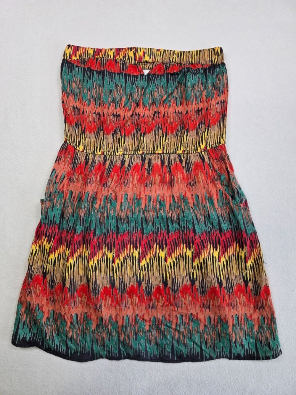 Angie Womens Large Multicolor Strapless Dress Ikat